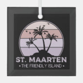 Sint Maarten De vriendelijke eilandretro Sint Mart Glas Ornament (Voorkant)