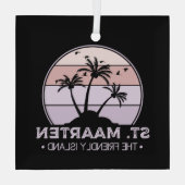Sint Maarten De vriendelijke eilandretro Sint Mart Glas Ornament (Achterkant)