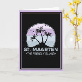 Sint Maarten De vriendelijke eilandretro Sint Mart Kaart (Gele Bloem)