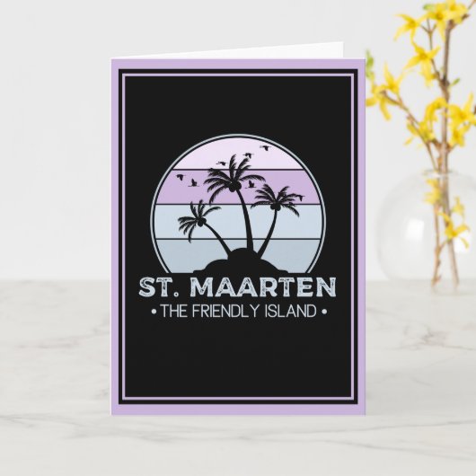 Sint Maarten De vriendelijke eilandretro Sint Mart Kaart (Gele Bloem)
