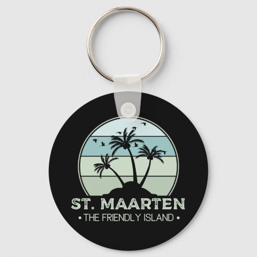 Sint Maarten De vriendelijke eilandretro Sint Mart Sleutelhanger (Voorkant)