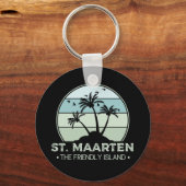 Sint Maarten De vriendelijke eilandretro Sint Mart Sleutelhanger (Voorkant)