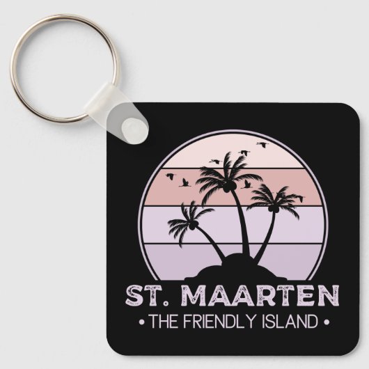 Sint Maarten De vriendelijke eilandretro Sint Mart Sleutelhanger (Voorkant)