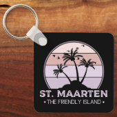 Sint Maarten De vriendelijke eilandretro Sint Mart Sleutelhanger (Voorkant)