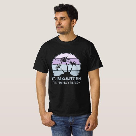 Sint Maarten De vriendelijke eilandretro Sint Mart T-shirt (Voorkant volledig)