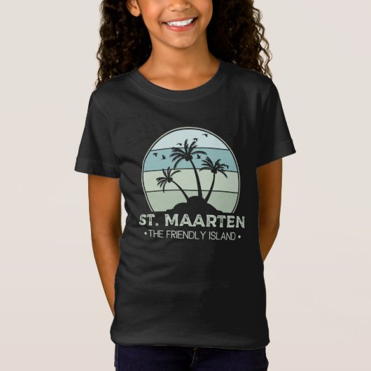 Sint Maarten De vriendelijke eilandretro Sint Mart T-shirt (Voorkant)