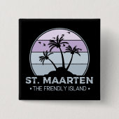 Sint Maarten De vriendelijke eilandretro Sint Mart Vierkante Button 5,1 Cm (Voorkant)