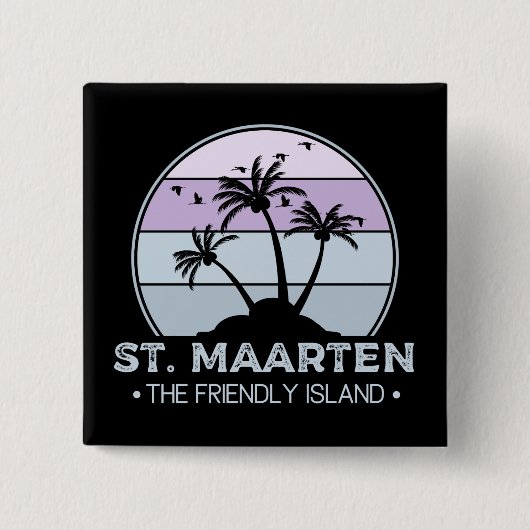 Sint Maarten De vriendelijke eilandretro Sint Mart Vierkante Button 5,1 Cm (Voorkant)