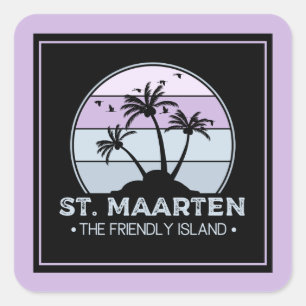 Sint Maarten De vriendelijke eilandretro Sint Mart Vierkante Sticker