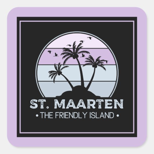 Sint Maarten De vriendelijke eilandretro Sint Mart Vierkante Sticker (Voorkant)