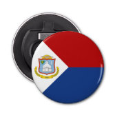 Sint Maarten Flag Button Flesopener (Voorkant)