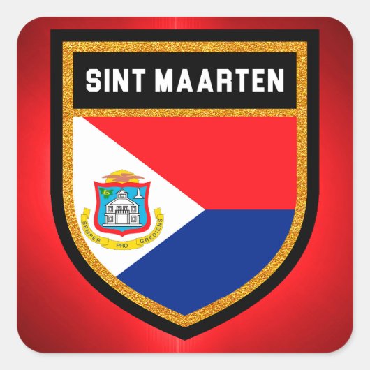 Sint Maarten Flag Vierkante Sticker (Voorkant)