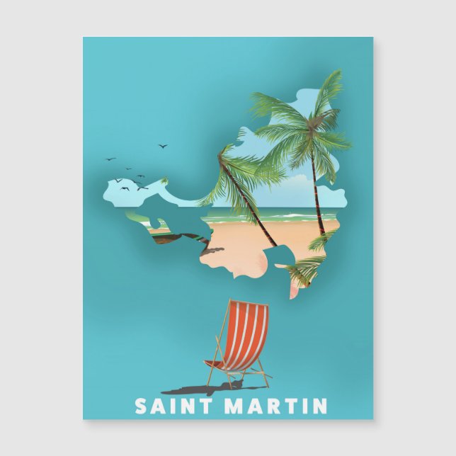 Sint-Maarten geïllustreerde kaart. (Voorkant)