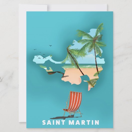Sint-Maarten geïllustreerde kaart. Kaart (Voorkant)