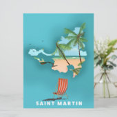 Sint-Maarten geïllustreerde kaart. Kaart (Staand voorkant)
