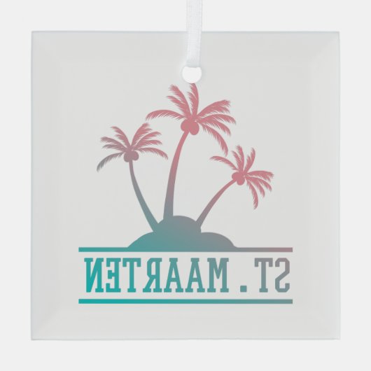 Sint-Maarten | Gradiënt Sint Martin Glas Ornament (Achterkant)