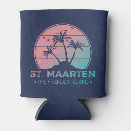 Sint-Maarten | Gradiënt Sint-Martin Retro Blikjeskoeler (Voorkant)
