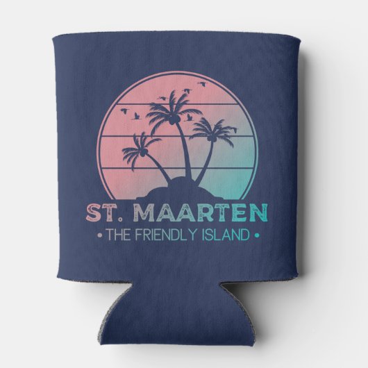 Sint-Maarten | Gradiënt Sint-Martin Retro Blikjeskoeler (Achterkant)