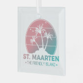 Sint-Maarten | Gradiënt Sint-Martin Retro Glas Ornament (Voorkant links)
