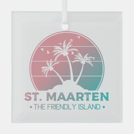 Sint-Maarten | Gradiënt Sint-Martin Retro Glas Ornament (Voorkant)