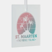 Sint-Maarten | Gradiënt Sint-Martin Retro Glas Ornament (Voorkant Rechts)