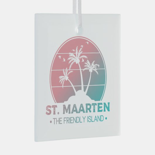 Sint-Maarten | Gradiënt Sint-Martin Retro Glas Ornament (Voorkant Rechts)