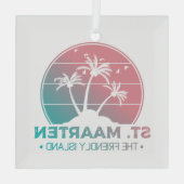 Sint-Maarten | Gradiënt Sint-Martin Retro Glas Ornament (Achterkant)