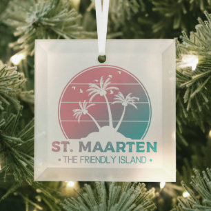 Sint-Maarten   Gradiënt Sint-Martin Retro Glas Ornament