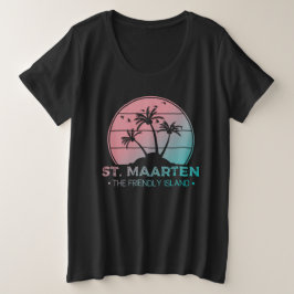 Sint-Maarten | Gradiënt Sint-Martin Retro Grote Maat T-shirt