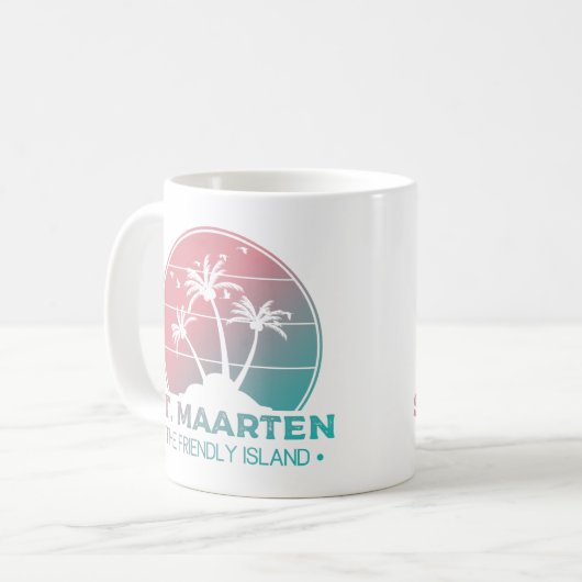 Sint-Maarten | Gradiënt Sint-Martin Retro Koffiemok (Voorkant links)