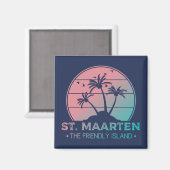 Sint-Maarten | Gradiënt Sint-Martin Retro Magneet (Voorkant / Achterkant)