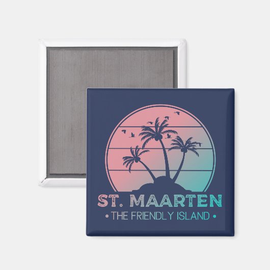Sint-Maarten | Gradiënt Sint-Martin Retro Magneet (Voorkant / Achterkant)