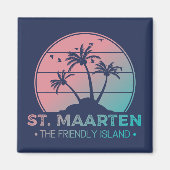 Sint-Maarten | Gradiënt Sint-Martin Retro Magneet (Voorkant)