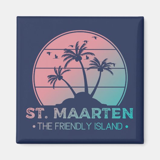 Sint-Maarten | Gradiënt Sint-Martin Retro Magneet (Voorkant)