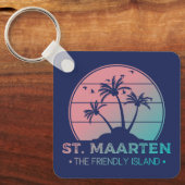 Sint-Maarten | Gradiënt Sint-Martin Retro Sleutelhanger (Voorkant)