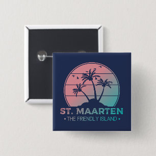 Sint-Maarten Gradiënt Sint-Martin Retro Vierkante Button 5,1 Cm