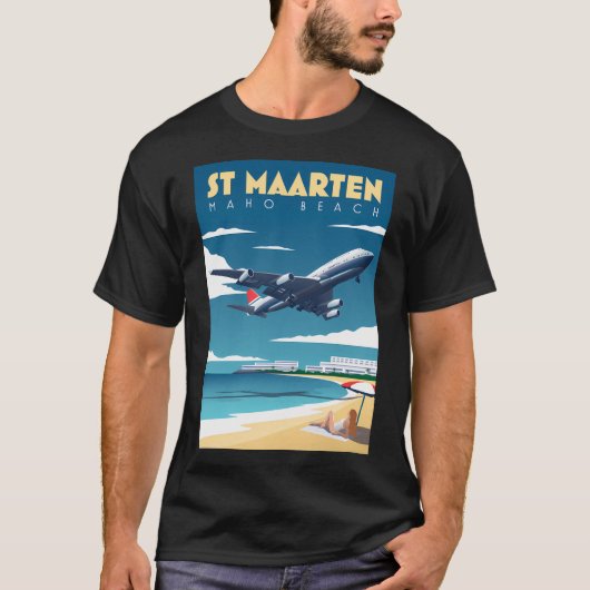 Sint Maarten - Maho Beach Aviation T-shirt (Voorkant)