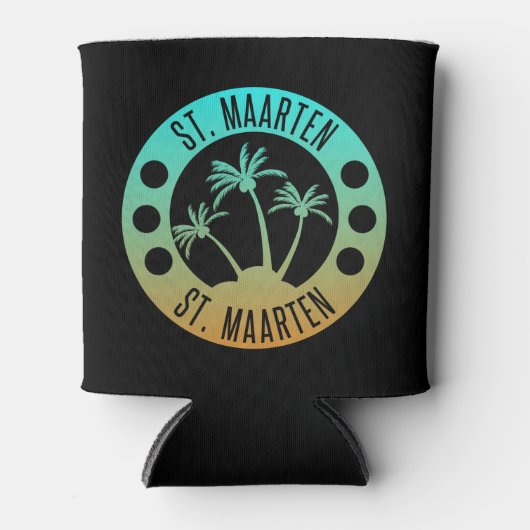 Sint Maarten Ocean Aqua Blue Gradient Sint Martin Blikjeskoeler (Voorkant)