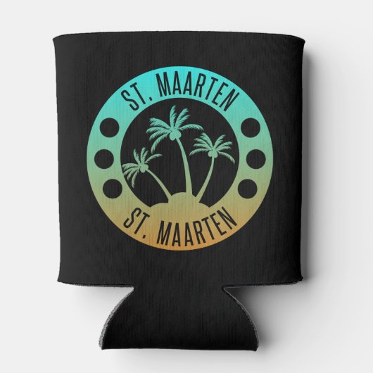 Sint Maarten Ocean Aqua Blue Gradient Sint Martin Blikjeskoeler (Achterkant)