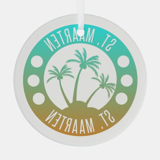 Sint Maarten Ocean Aqua Blue Gradient Sint Martin Glas Ornament (Achterkant)