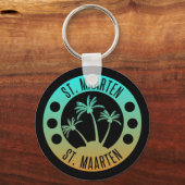 Sint Maarten Ocean Aqua Blue Gradient Sint Martin Sleutelhanger (Voorkant)