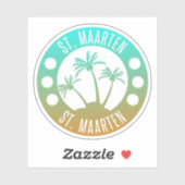 Sint Maarten Ocean Aqua Blue Gradient Sint Martin Sticker (Vel)