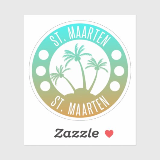 Sint Maarten Ocean Aqua Blue Gradient Sint Martin Sticker (Vel)