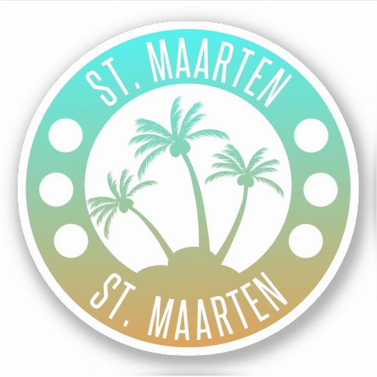 Sint Maarten Ocean Aqua Blue Gradient Sint Martin Sticker (Voorkant)