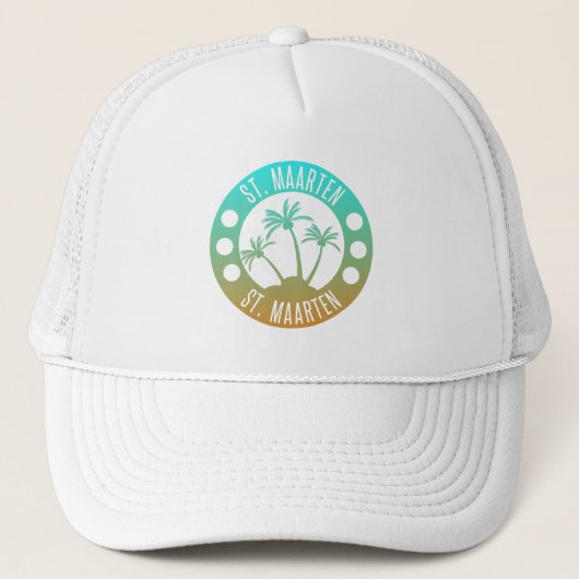 Sint Maarten Ocean Aqua Blue Gradient Sint Martin Trucker Pet (Voorkant)
