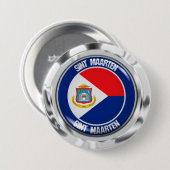 Sint Maarten Rond Embleem Ronde Button 7,6 Cm (Voorkant /achterkant)