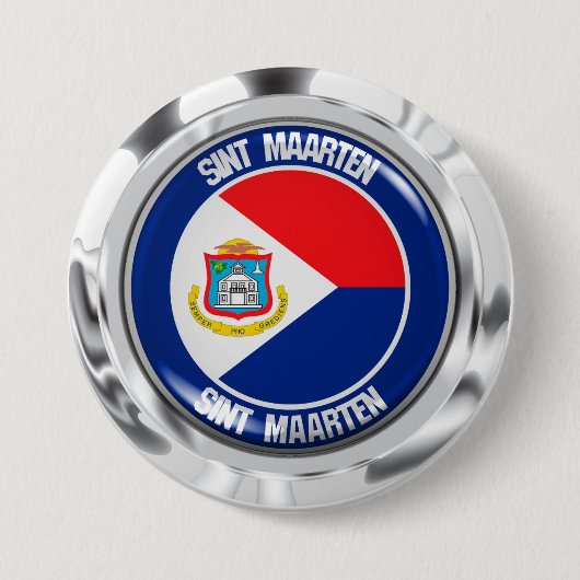 Sint Maarten Rond Embleem Ronde Button 7,6 Cm (Voorkant)