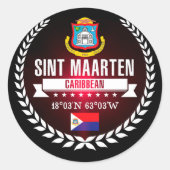 Sint Maarten Ronde Sticker (Voorkant)