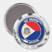 Sint Maarten Round Emblem Magneet (Voorkant / Achterkant)
