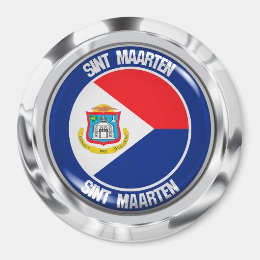 Sint Maarten Round Emblem Magneet (Voorkant)